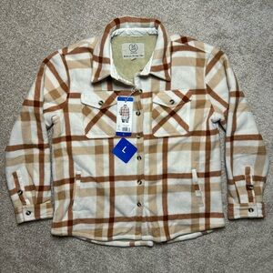 Sage Plaid Bomber Jacket in Cream and Brown